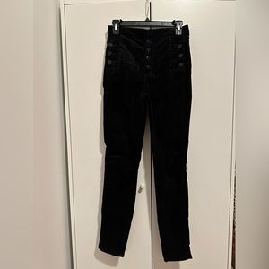 J Brand black velour pants with buttons